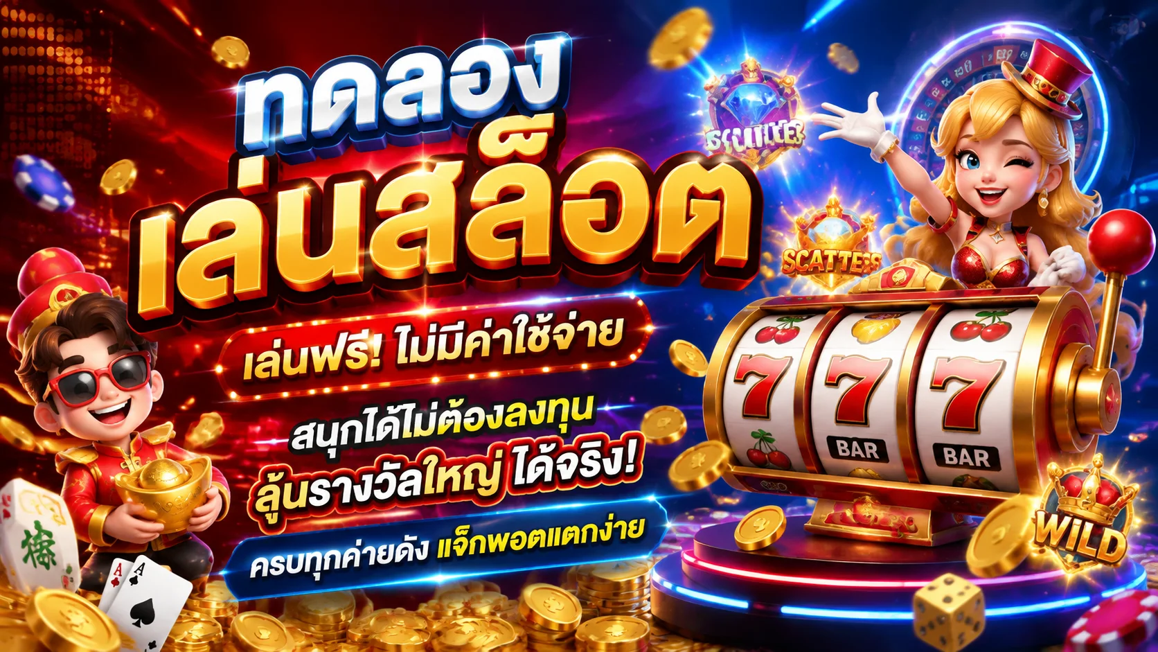แบนเนอร์ทดลองเล่นสล็อตฟรี REDBLUE168 เล่นได้ทุกค่ายไม่ต้องสมัคร